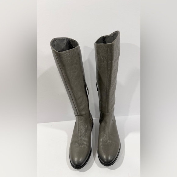 Sam Edelman Gray Leather Tall Riding Boots Women’s 7.5 Zip Low Heel - Picture 3 of 10